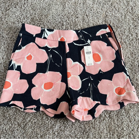 {Anthropologie} NWT Georgie Scalloped Floral Retro Blue Pink Shorts - Picture 5 of 12